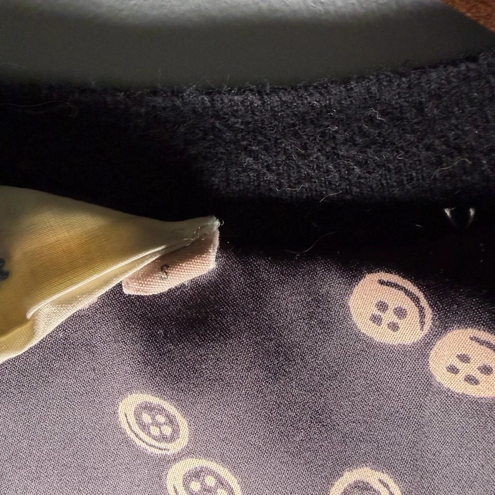 Anthropologie monogram HWR button print long sleeve open front cardigan